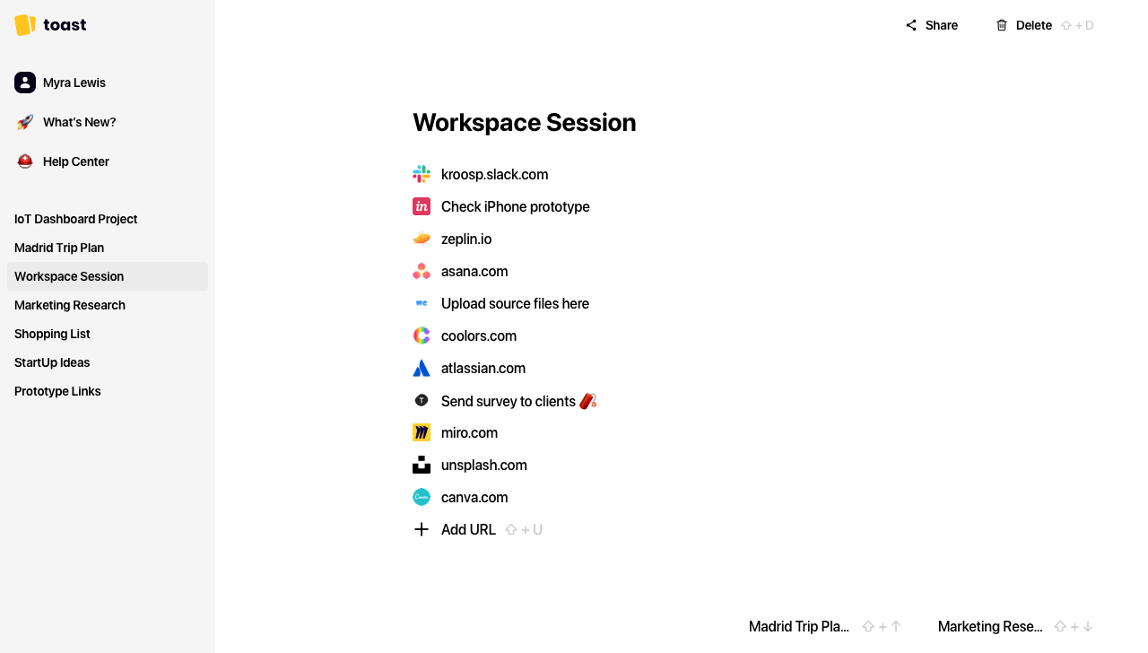 web sessions dashboard